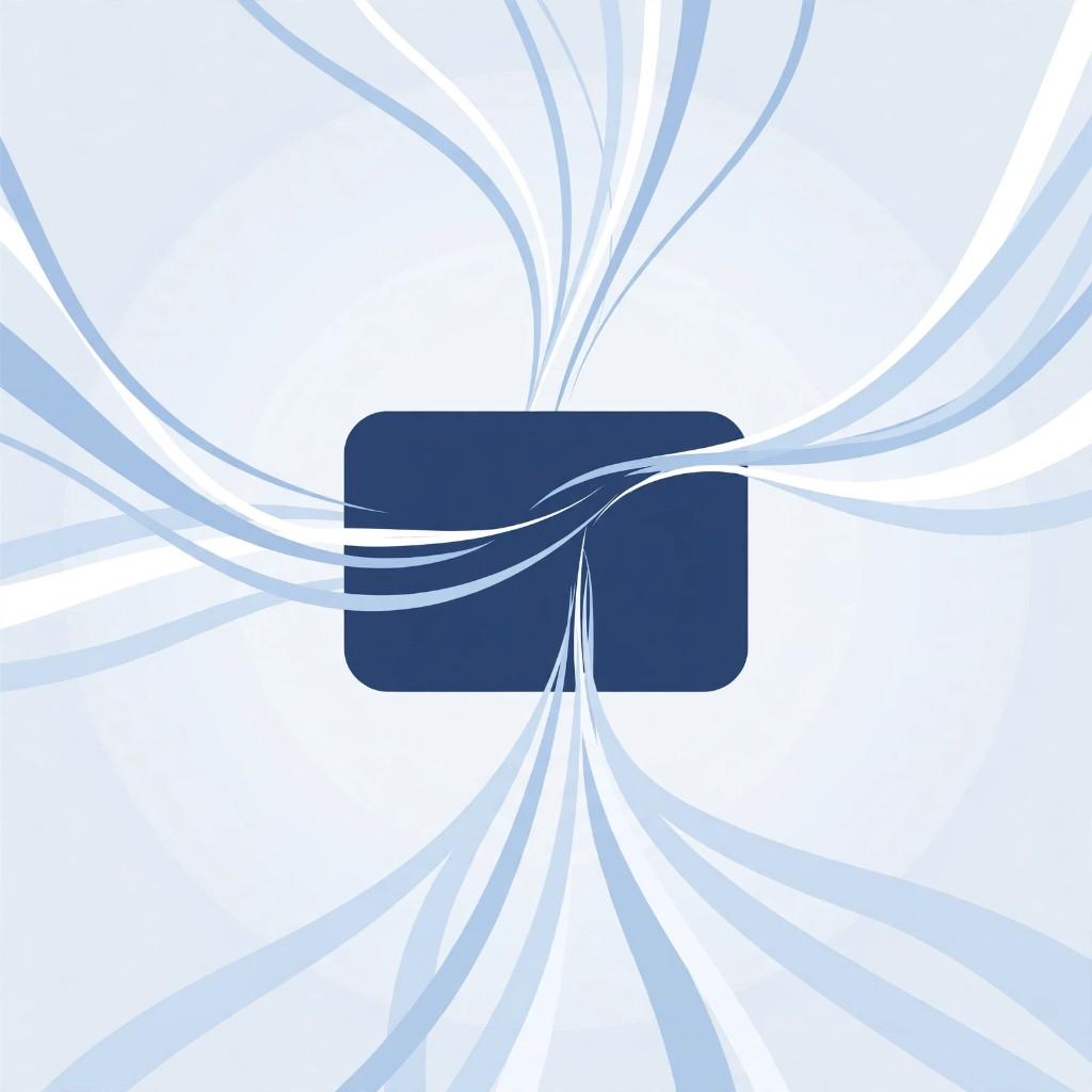 Abstract navy hub with flowing blue ribbons illustrating Context Bank shared across tools